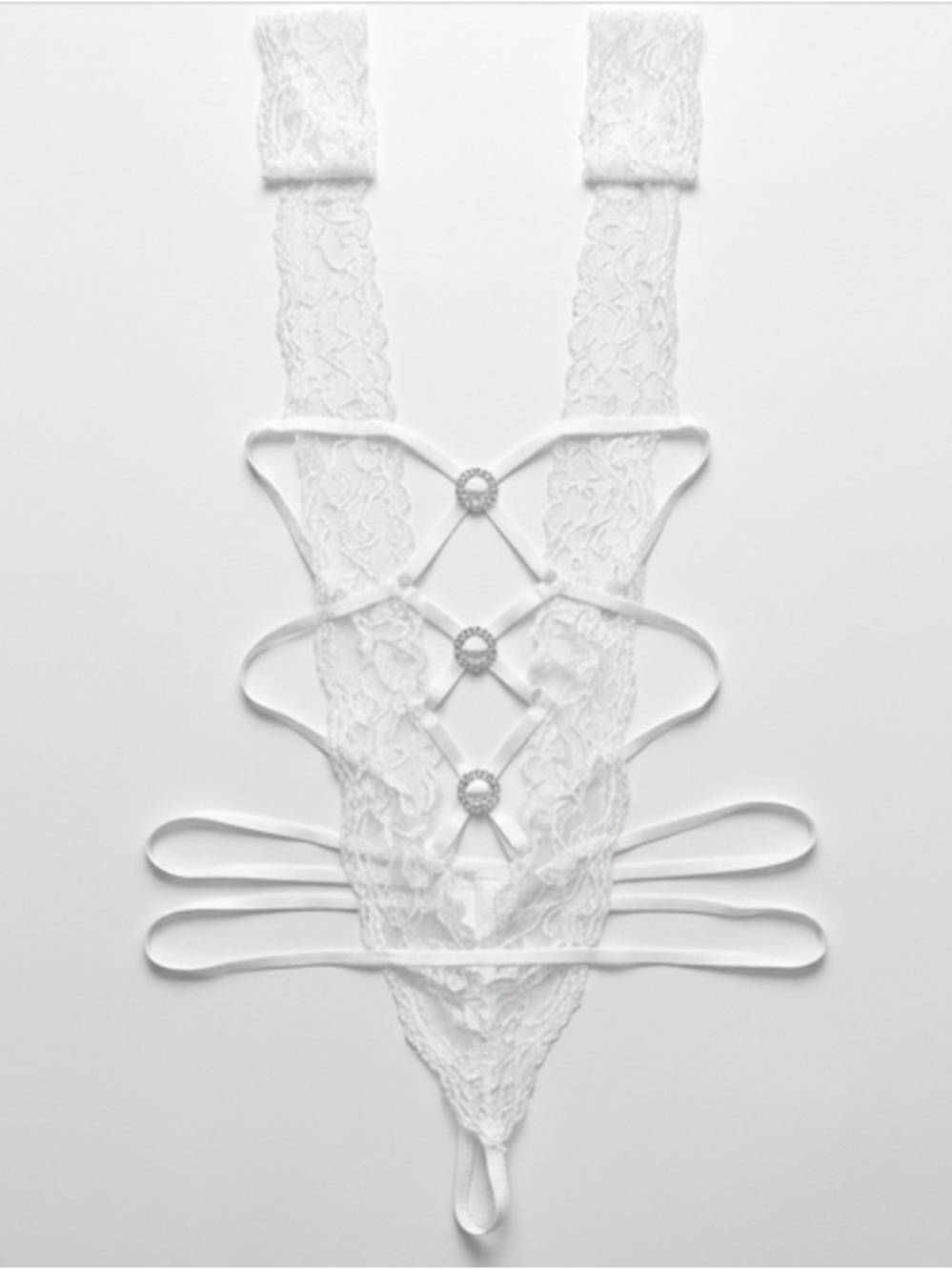 White Lace Strappy Teddy Bodysuit - Women Intimates & Sleepwear